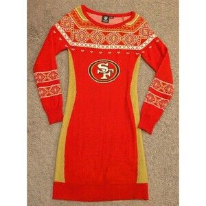 NFL San Francisco 49ers Ugly Christmas Sweater Dress Women's Small